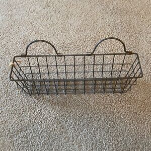 Metal Wire Wall Basket with Handles - Rustic Gray